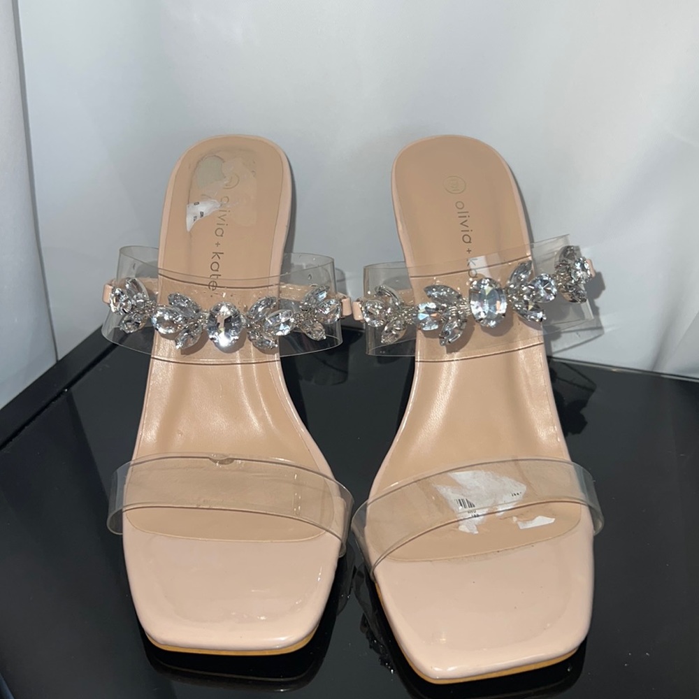 Olivia+Kate heels Jewel Clear Straps Sz 9 - Picture 3 of 10